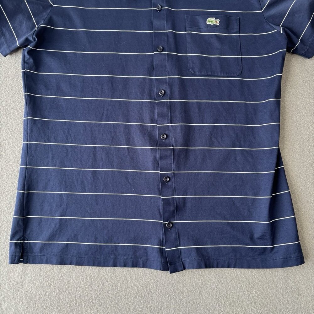 Lacoste Short Sleeve Shirt Polo Slim Fit Stripe Blue CH4966 Mens Size 6 Preppy - Picture 3 of 14